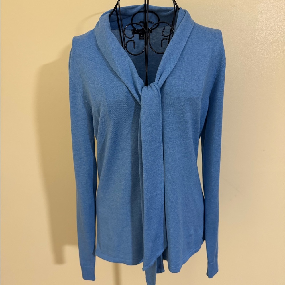 ETCETERA Silk Cotton Blend Mix Light Blue Sweater Top